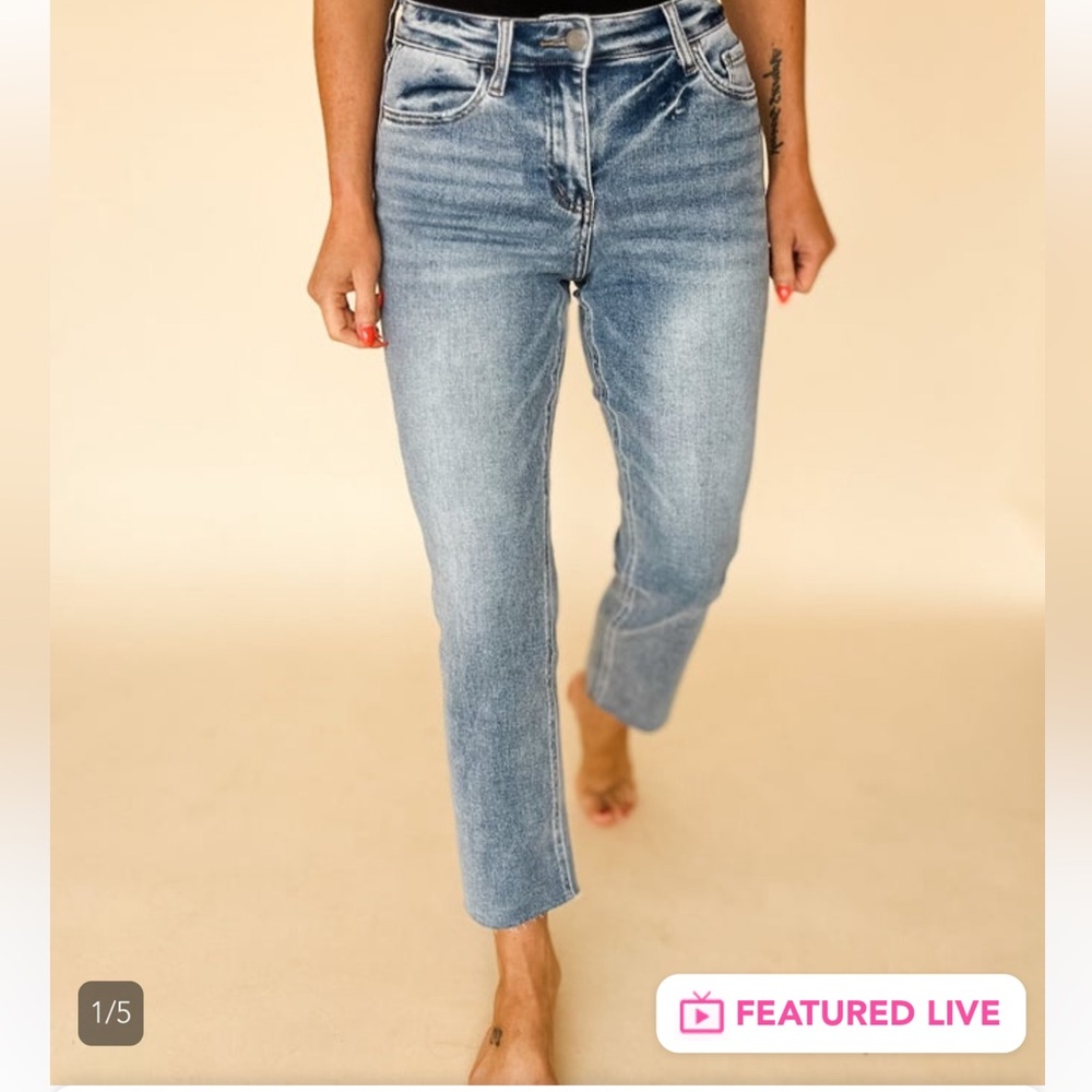 Vervet Blue High Rise Stretch Straight Jeans